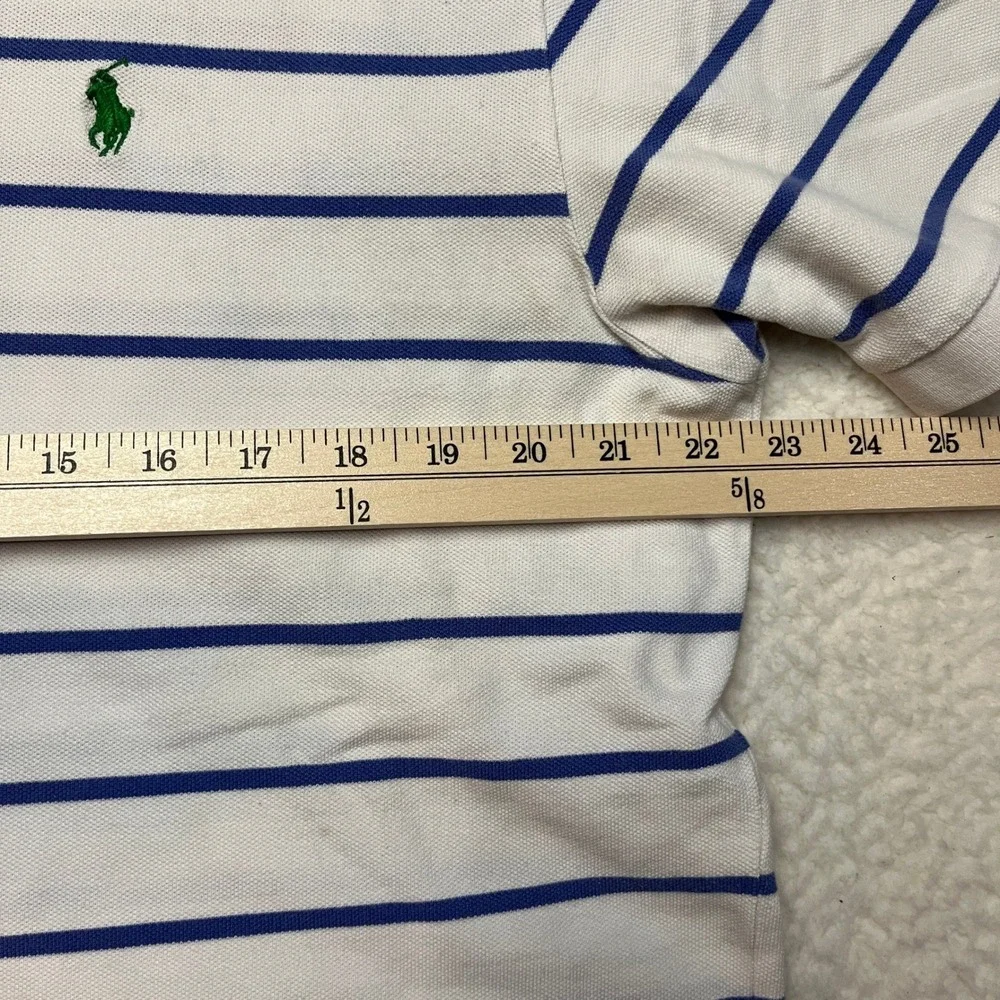 Polo Ralph Lauren Polo Shirt Mens XL White Blue Striped Short Sleeve Pony Logo